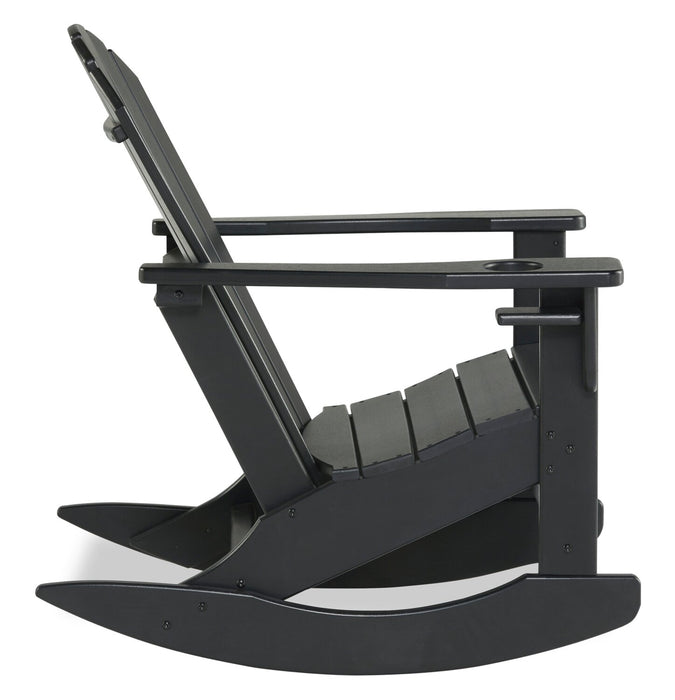 Bask Outdoor Patio Rocking Chair - High Density Plastic, UV & Weather Resistant - Black