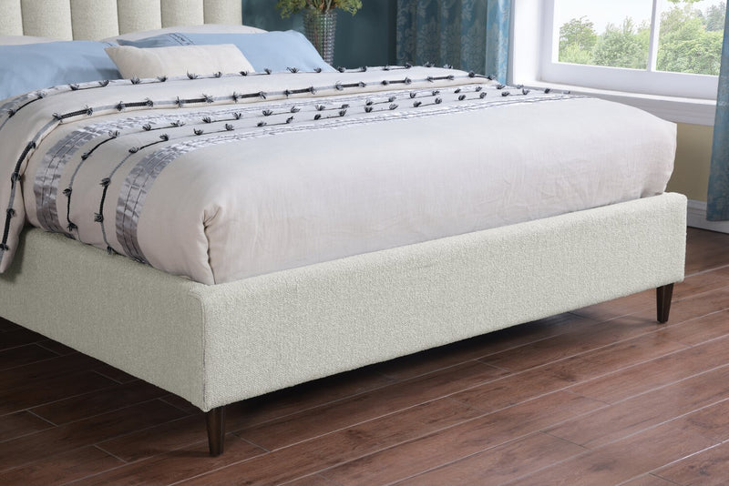 Kort & Co. Rain Upholstered Platform Bed in Light Grey Fabric, Tufted - King Size