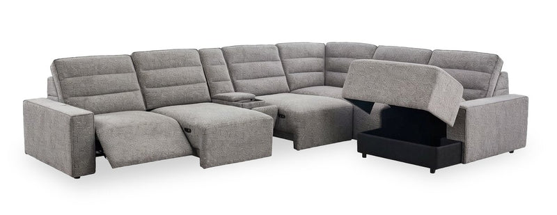 Shaquille O’Neal Home Prestige 7-Piece Right-Facing Sectional with Power Reclining and Power Sliding – Grey