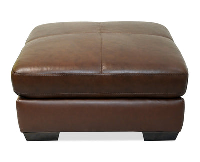 Classico 30" Genuine Leather Ottoman with Wood Legs Ottoman – Tobacco | Pouf Classico de 30 po en cuir véritable avec pattes en bois - tabac
