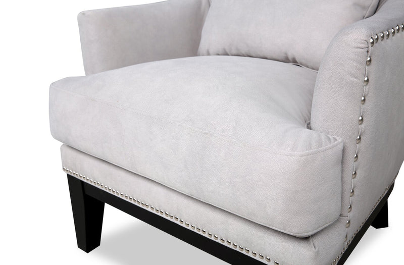 Haden 30\" Faux Suede Fabric Accent Chair with Wood Base and Nailhead Trim - Walks Dove Grey