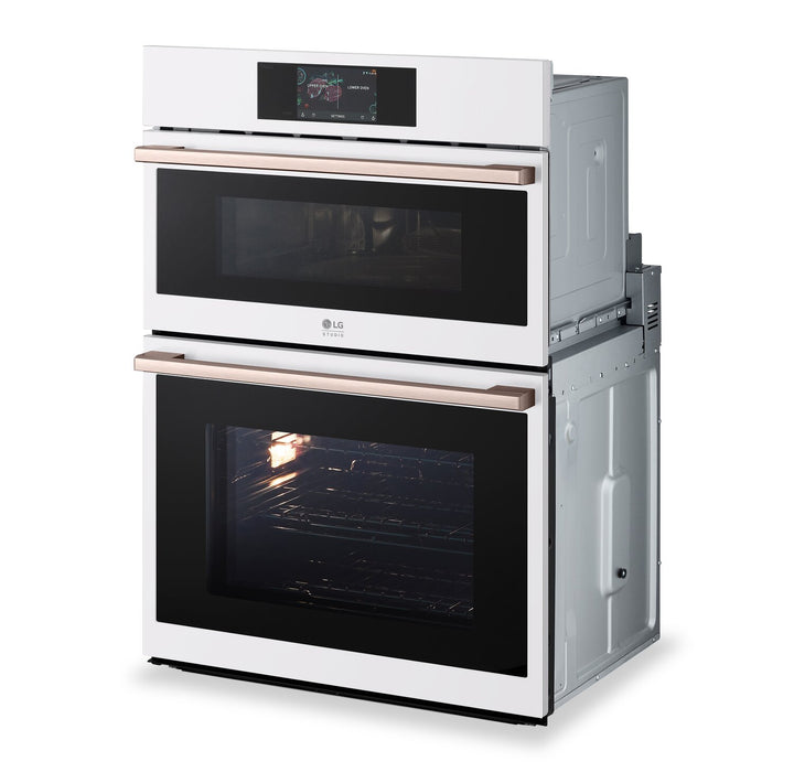 LG Studio 30\" 6.4 Cu. Ft. Electric Combination Wall Oven with True Convection - Essence White - WCES6428N