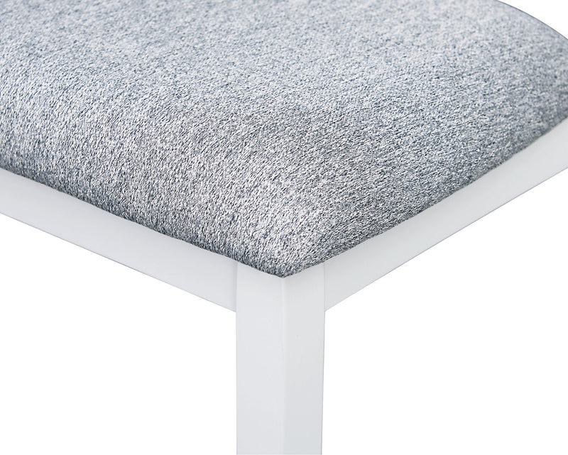 Bryn Dining Chair with Fabric Seat, Slat-Back – White and Grey