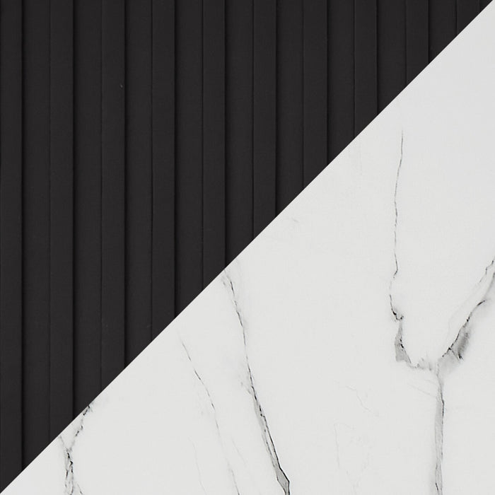 Kort & Co. Capri Dining Table with Marble-Look Top & Gold Accent, Pedestal Base, 72\"W - Black/White