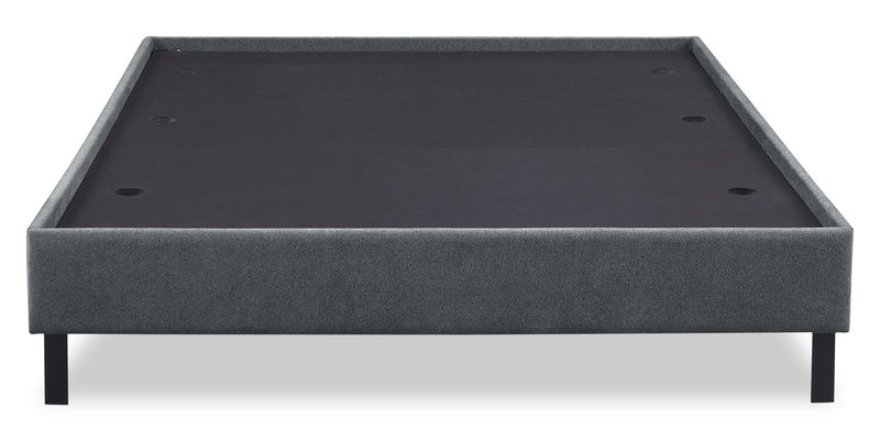 Amos Upholstered Platform Bed Base in Charcoal Fabric - Queen Size