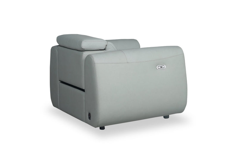 Gianna 40\" Genuine Leather Power Reclining Chair with Power Headrest and USB Port - Spa Blue