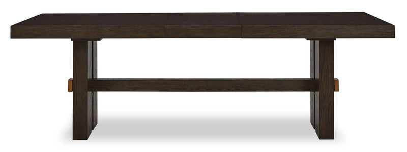 Metro 7pc Dining Set with Table & 6 Chairs; 72-90\"W Extension, Trestle Base - Brown