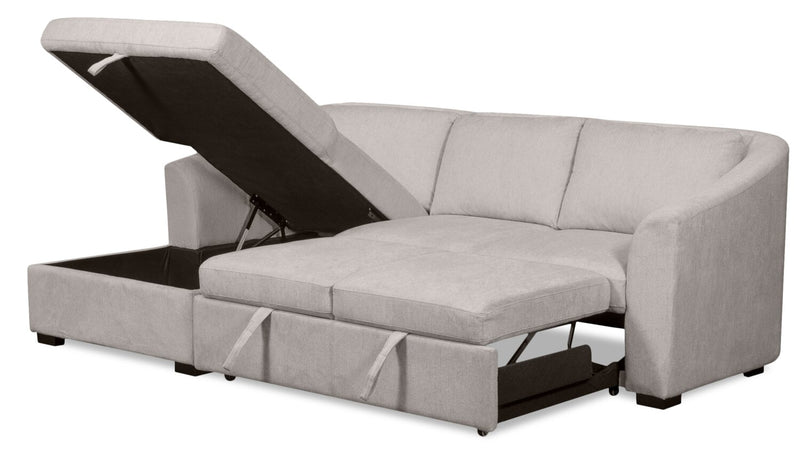 Envy 2-Piece Left-Facing Chenille Fabric Sleeper Sectional with Storage Chaise - Fog Grey