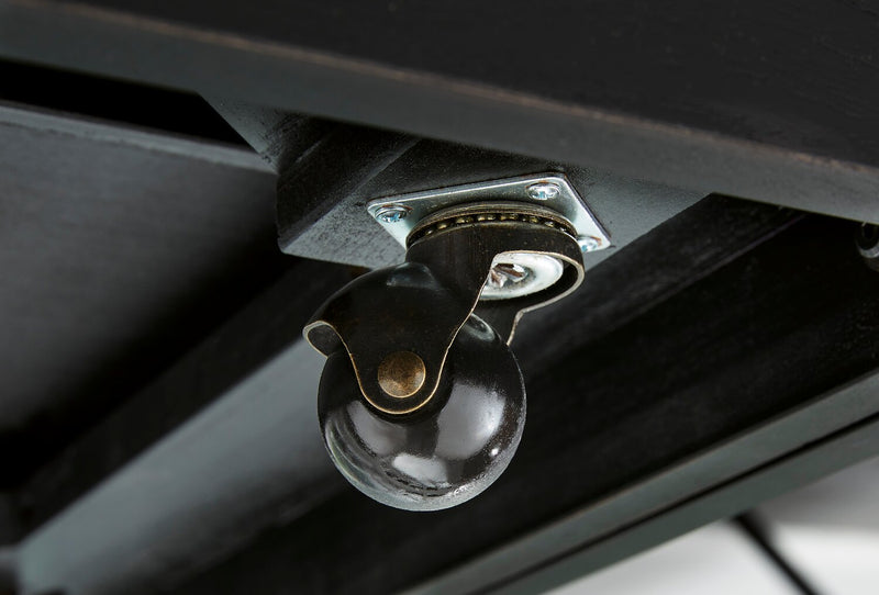 Julian 52” Contemporary Glass Coffee Table with Storage and Casters - Black