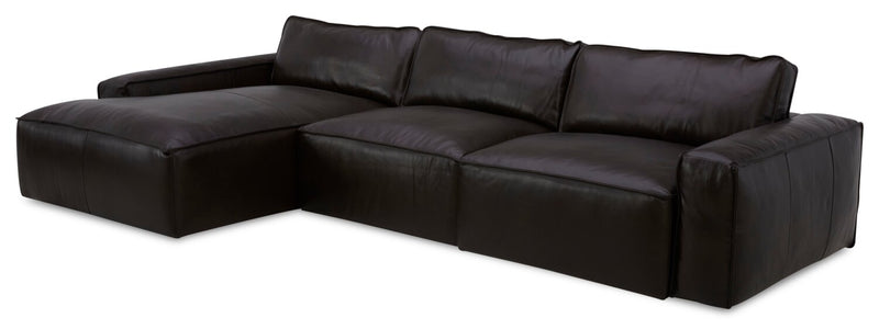 Sedona 3-Piece Genuine Leather Left-Facing Modular Sectional - Chocolate