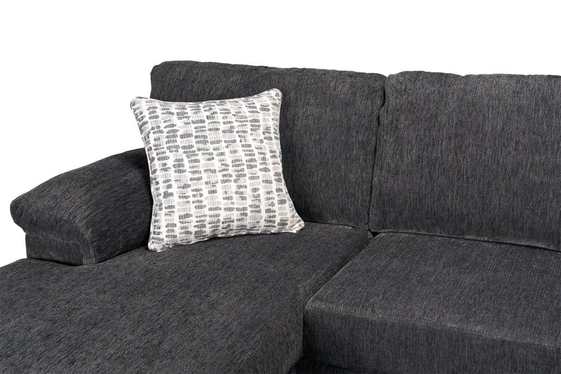 Made in Canada Morgan 2-Piece Left-Facing Chenille Fabric Wrap Sectional with Accent Pillows - Grey