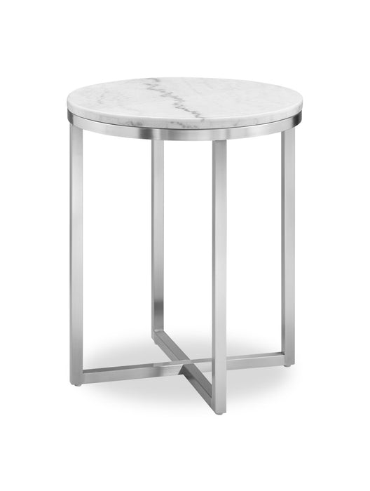 Sampson 20\" Modern Round Marble End Table - White