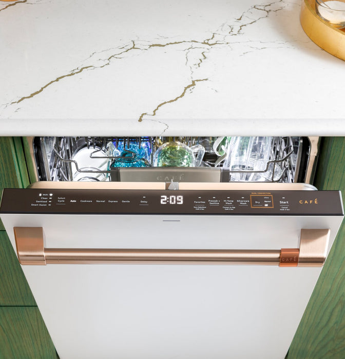 Café 24\" 39 dBA Smart Top-Control CustomFit Dishwasher with Third Rack - Matte White - CDT888P4VW2