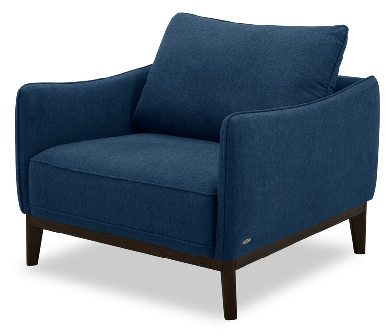 Cindy Crawford Home Gena 38.5\" Linen-Look Fabric Chair with Removable Back Cushion - Midnight Blue