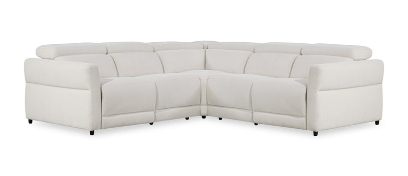 Cindy Crawford Home Aspen 3-Piece Power Reclining Sectional with Adjustable Headrests and USB Port - Alabaster