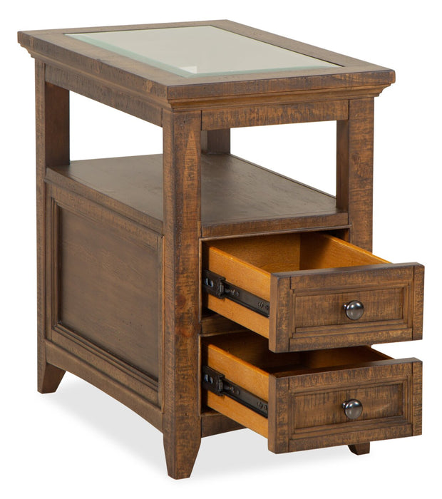 Hanson 15” Traditional Pine Chairside Table with Storage - Toasted Nutmeg