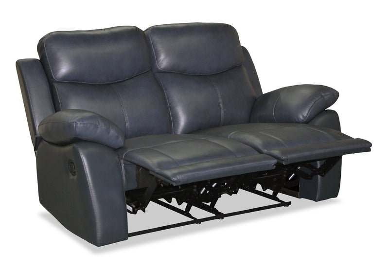 Corbin 63.39\" Top-Grain Genuine Leather Reclining Loveseat - Blue