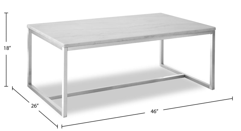 Sampson 46\" Modern Marble Coffee Table - White