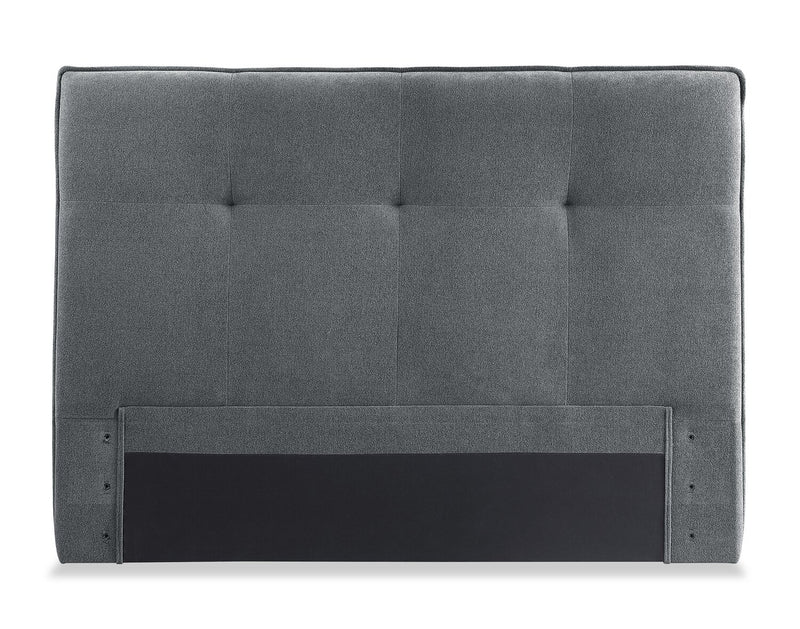 Amos Upholstered Headboard in Charcoal Fabric, Tufted - Full Size