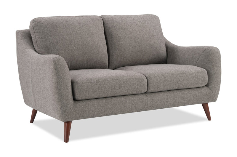 Ivy 59.5\" Fabric Loveseat with Removable Back Cushions- Grey