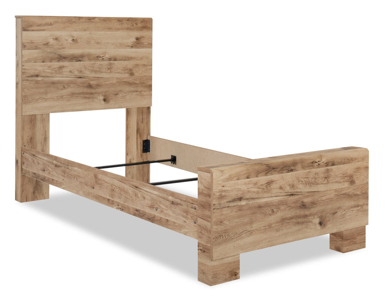 Derekson Panel Bed with Headboard & Frame for Kids, Natural - Twin Size