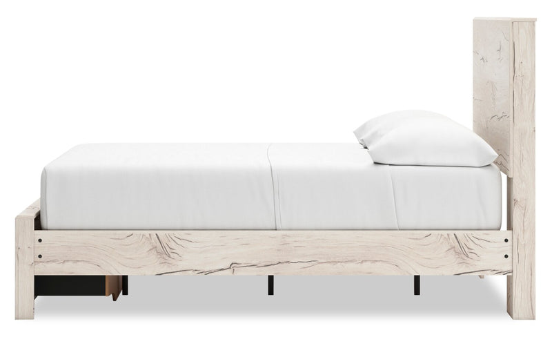 Derekson Storage Bed with 2 Built-In Footboard Drawers, Rustic White - Full Size