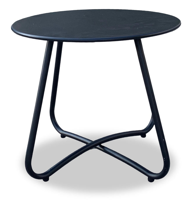 Sicily 3-Piece Outdoor Patio Conversation Set with 2 Chairs & Round Metal End Table - Resin Wicker, UV & Weather Resistant - Natural/Black