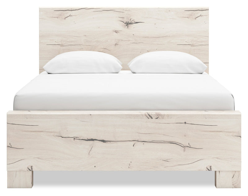 Derekson Storage Bed with 2 Built-In Side Drawers, Rustic White - Queen Size