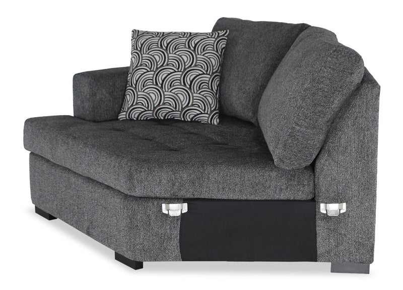 Made in Canada Legend 2-Piece Left-Facing Chenille Fabric Cuddler Sleeper Sectional - Pepper Grey
