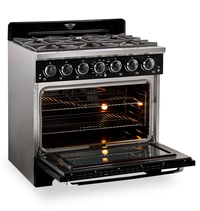 Classic Retro by Unique 36\" 5.2 Cu. Ft. 6-Burner Gas Range with Convection - Midnight Black - UGP-36CR B