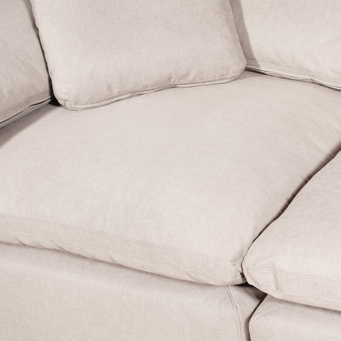 Eclipse Modular 6-Piece Linen-Look Fabric Sectional with Ottomans and Reversible Feather Down Cushions - Linen White