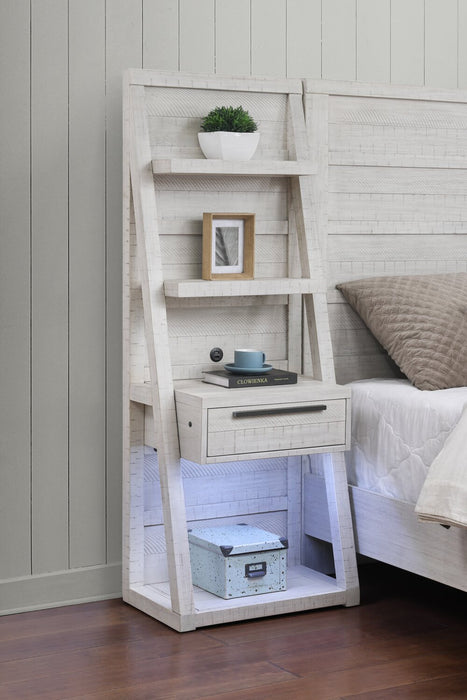 Haven Pier Bed with Headboard, Frame & 2 Piers, USB, LED, White - Queen Size