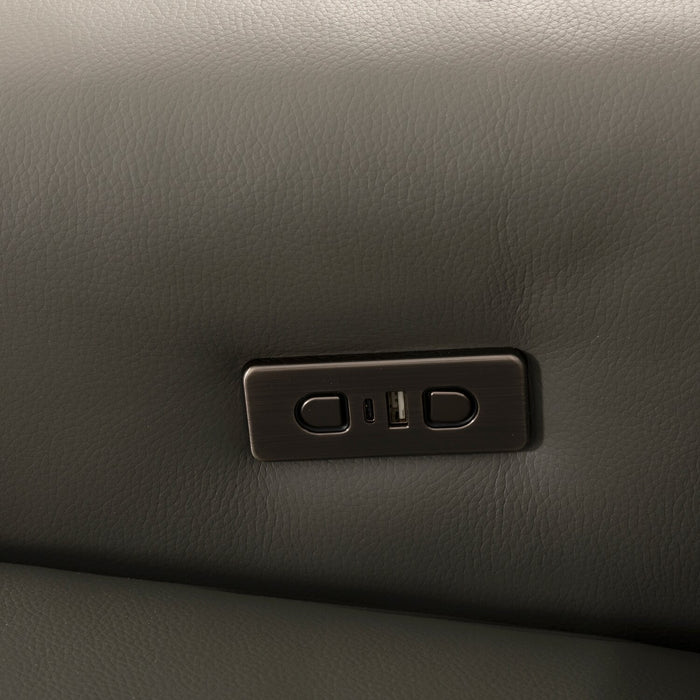 Valentino 3-Piece Left-Facing Genuine Leather Power Reclining Sectional with Adjustable Headrests - Grey