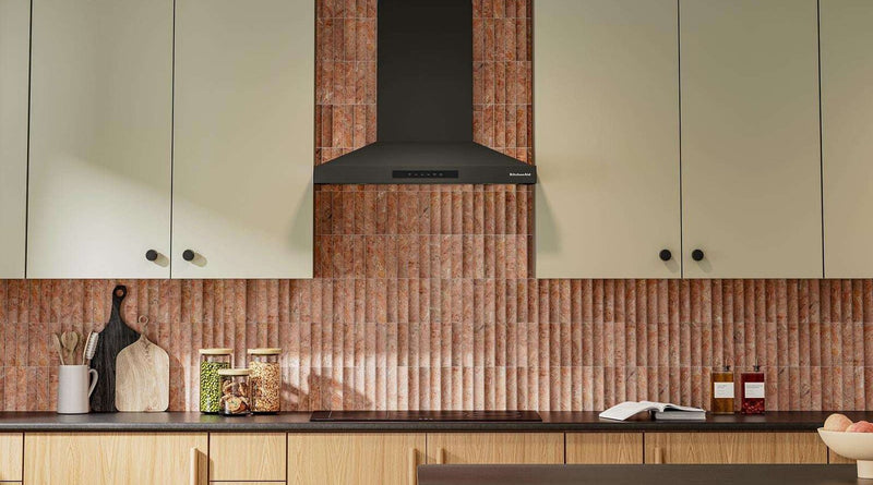 KitchenAid 30\" Wall-Mount 4-Speed Canopy Range Hood – Black Ore - KVWC730SBE