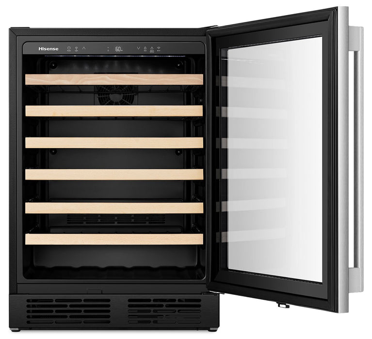 Hisense 5.4 Cu. Ft. 54-Bottle Wine Cooler with Wi-Fi and Reversible Door - Stainless Steel - HWS054N6SS