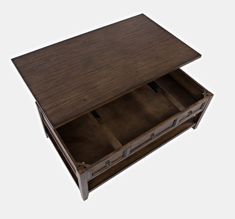 Branson 48\" Lift Top Coffee Table with Storage and Casters - Dark Brown