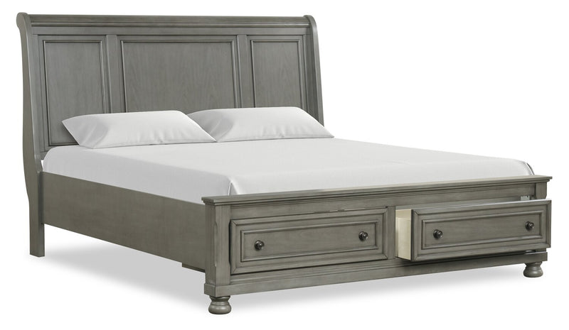 Chelsea 5pc Bedroom Set with Storage Bed, Dresser & Mirror, Grey - King Size