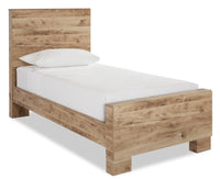 Derekson Panel Bed with Headboard & Frame for Kids, Natural - Twin Size 
