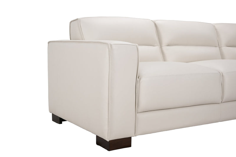 Citadel 3-Piece Right-Facing Top-Grain Genuine Leather Sectional with Wood Legs - Frost White