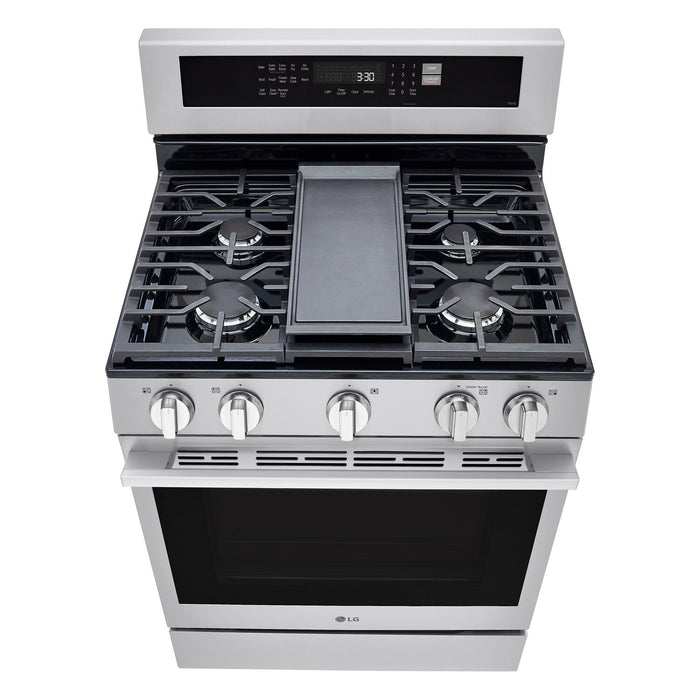 LG 6.3 Cu. Ft. Smart Gas Range with Air Fry – Fingerprint Resistant Stainless Steel - LRGN6325X