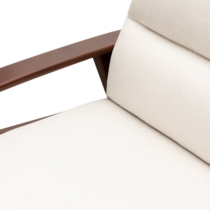 Bree 28.5\" Linen-Look Fabric Pushback Reclining Accent Chair with Wood Armrests and Legs - Beige