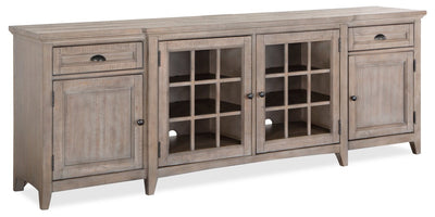 Wesley 90" Traditional TV Stand with Storage and Cable Management for TVs up to 95" - Dovetail Grey | Meuble pour téléviseur traditionnel Wesley de 90 po avec rangement et système de gestion des câbles