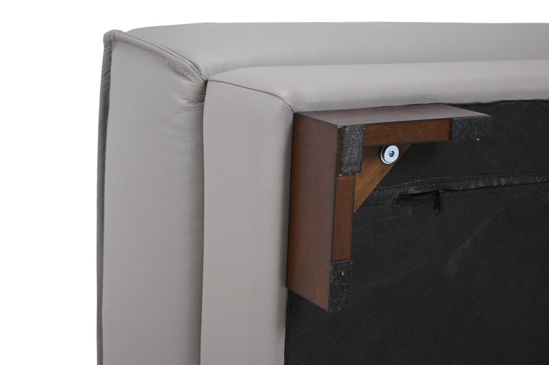 Citadel 28\" Top-Grain Genuine Leather Ottoman with Wood Legs - Grey