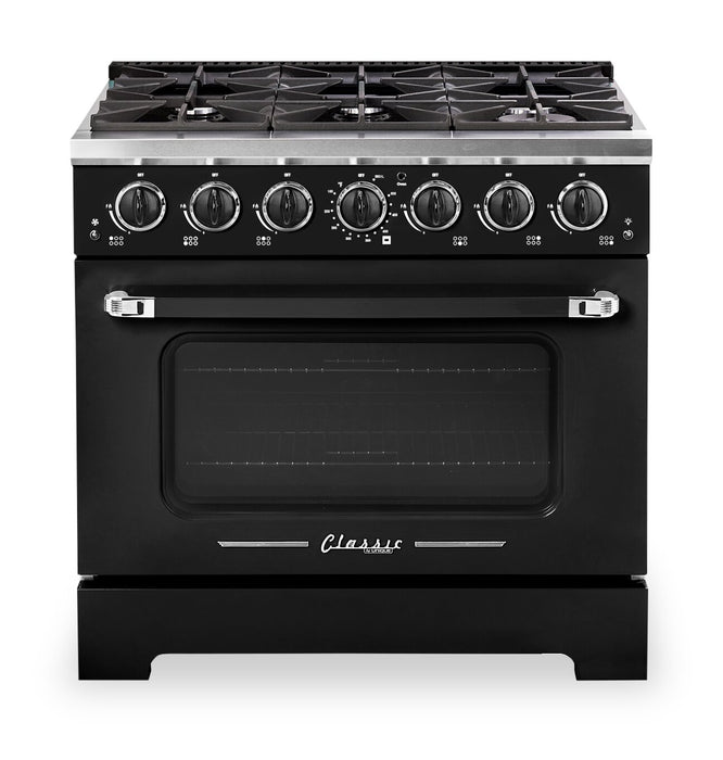 Classic Retro by Unique 36\" 5.2 Cu. Ft. 6-Burner Gas Range with Convection - Midnight Black - UGP-36CR B