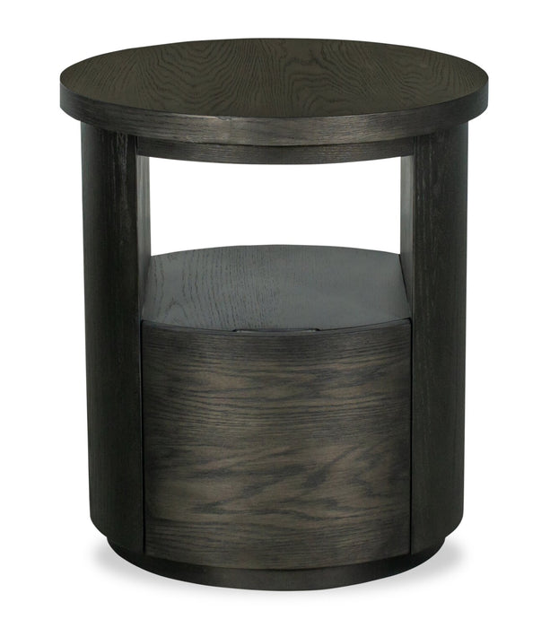 Eldon 22” Modern Round Solid Wood End Table with Storage - Coffee Bean