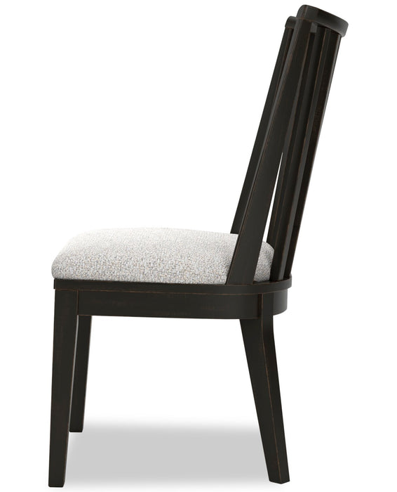 Shaw Dining Chair with Polyester Fabric, Slat-Back - Black