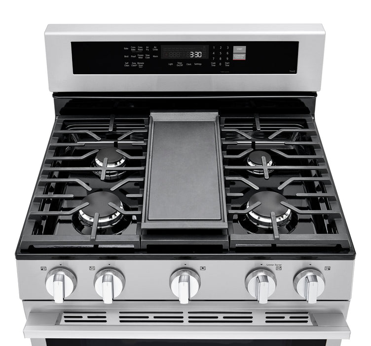 LG 6.3 Cu. Ft. Smart Gas Range with Air Fry – Fingerprint Resistant Stainless Steel - LRGN6325X