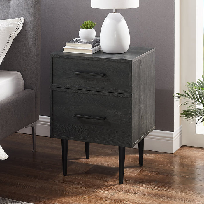Brax Bedside 2-Drawer Nightstand, 18\"W x 25.75\"H - Black