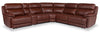 Sorrento 6-Piece Genuine Leather Power Reclining Sectional with Storage Console and USB Port - Madrid Brick Brown