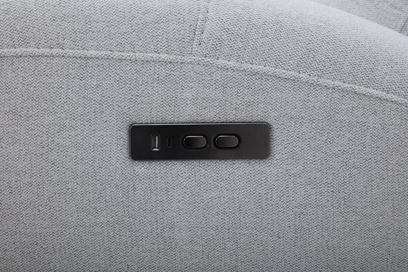 Reign 87\" Fabric Power Reclining Sofa with USB Ports - Bronco Stone Grey